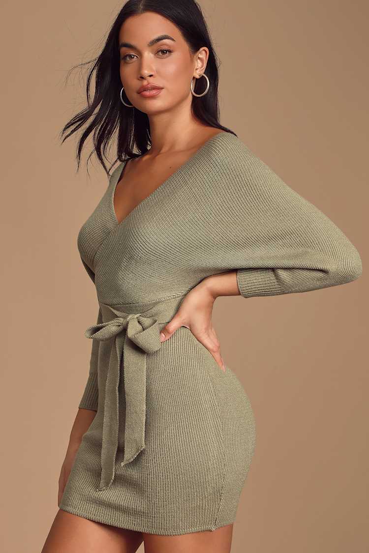 neutral green bridesmaid dresses Women's Green Knit Halter Dress main image 0