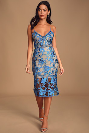 Sexy Blue and Nude Dress - Blue Lace Dress - Sheath Dress - Lulus Sexy Blue and Nude Dress - Blue Lace Dress - Sheath Dress - Lulus
