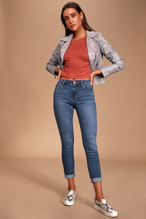 Cute Medium Wash Jeans - Skinny Jeans - Mid Rise Skinny Jeans - Lulus