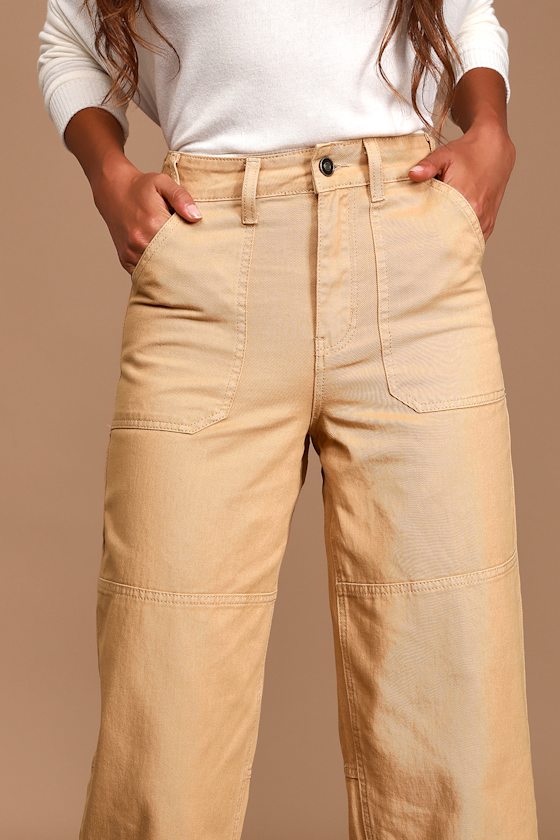 Beige Jeans Carpenter Jeans High Rise Jeans WideLeg Jeans