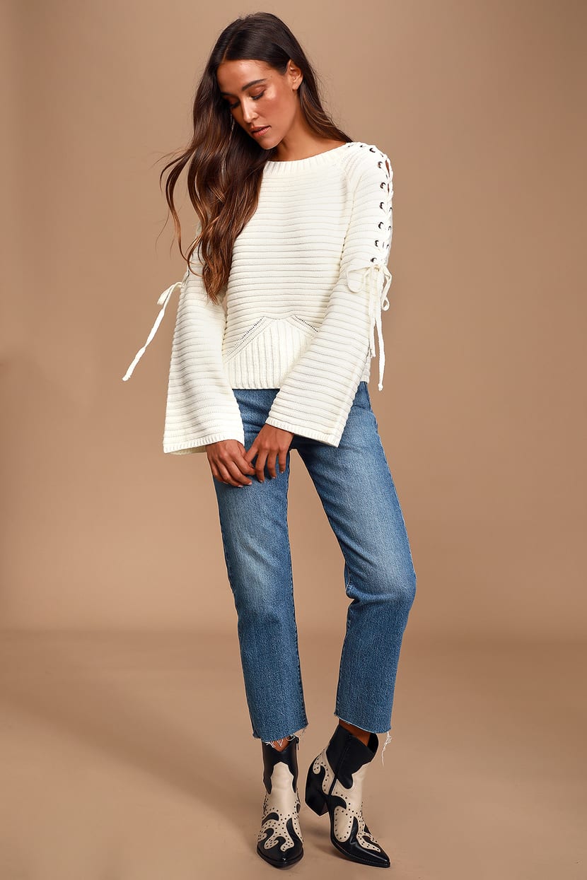 Lace-Up Sweater…