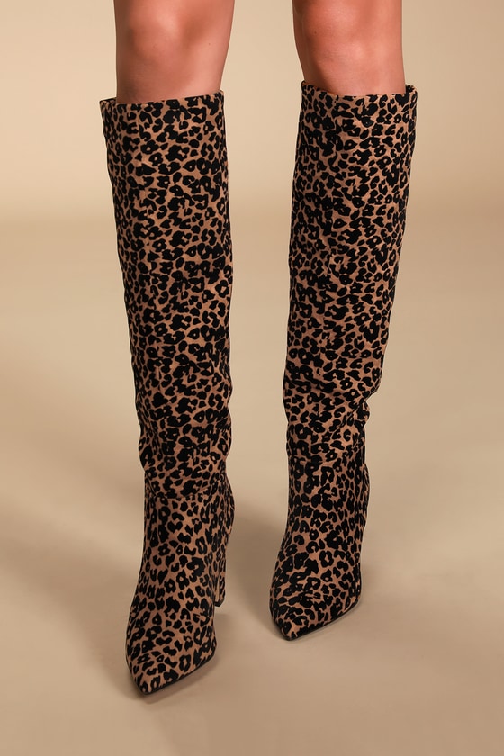 leopard knee high boots