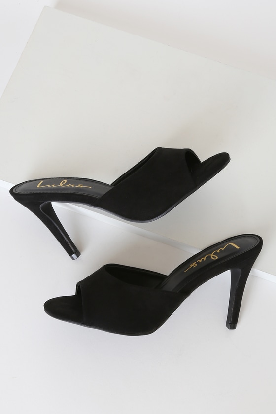 black backless heels