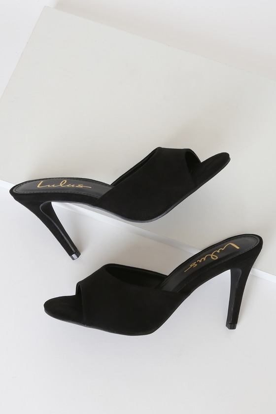 Black Satin High Heel Vanna Mules Black Satin High Heel Vanna Mules
