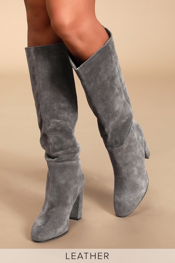 gray knee high boot