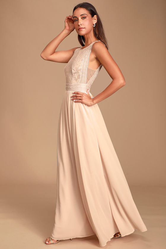 Forever and Always Blush Pink Lace Maxi Dress 6
