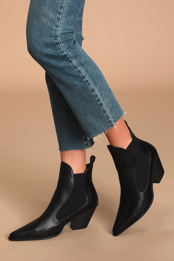RAID Flick - Trendy Black Booties - Pointed-Toe Ankle Boots - Lulus