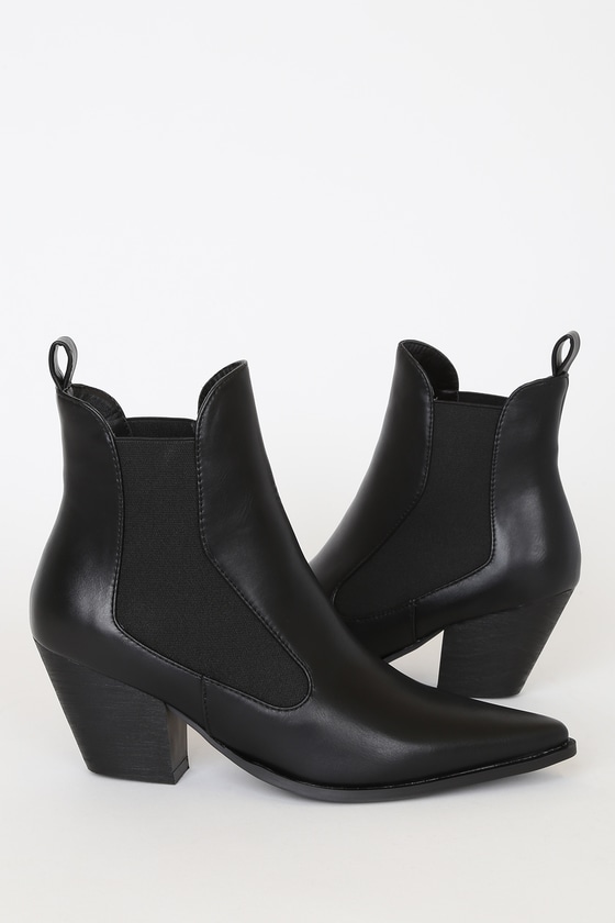 black heeled booties pointed toe