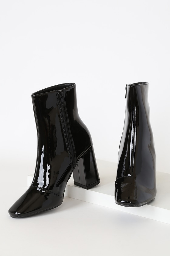 mid calf leather black boots