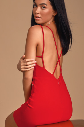 Stay Out Later Red Backless Bodycon Mini Dress