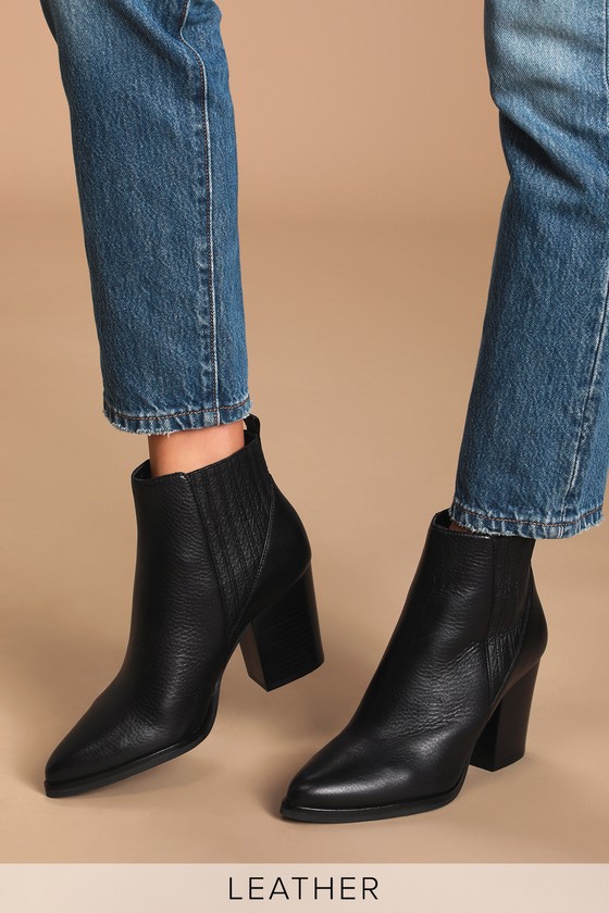 marc fisher black leather booties