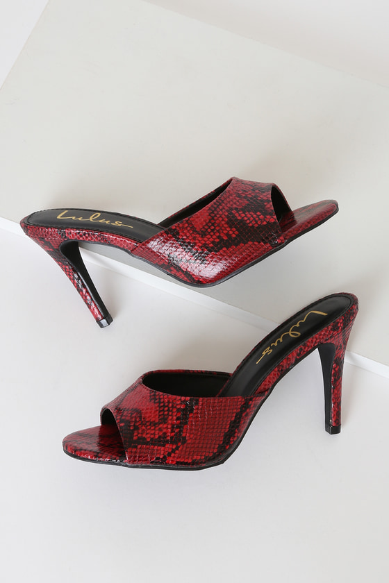 Sexy Red Snake Heels - Snake Print Heels - Heeled Sandals - Lulus