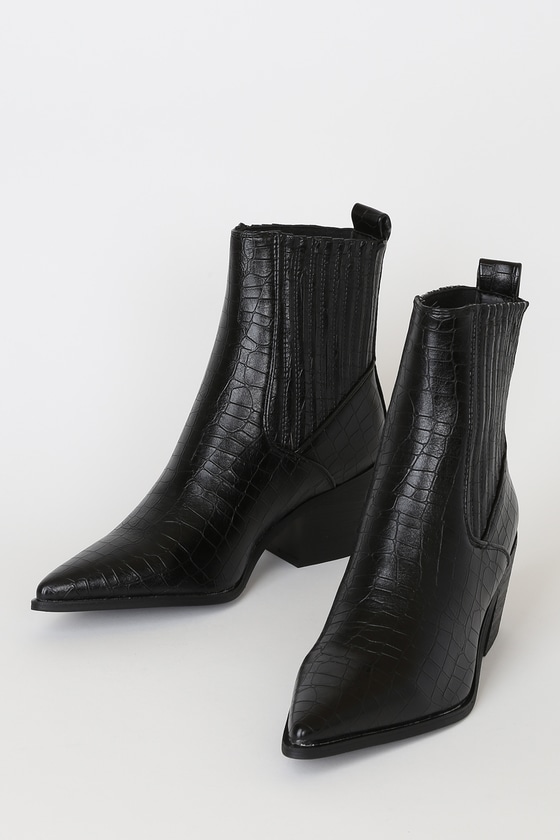 black crocodile chelsea boots