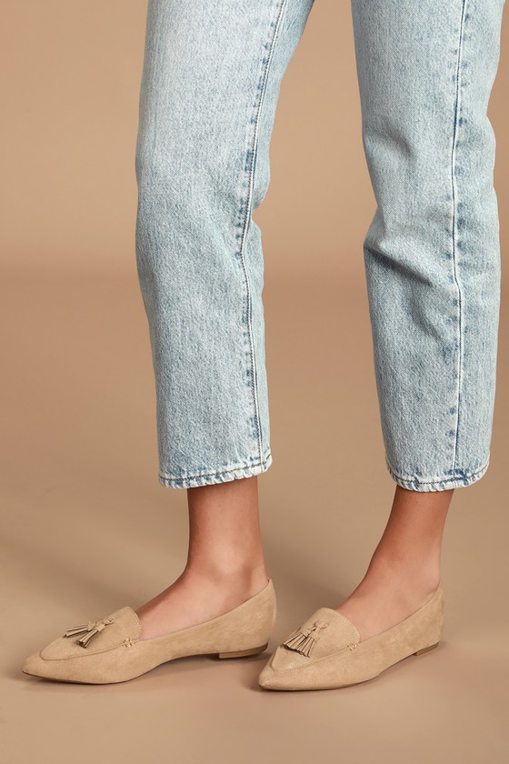 Trendy Taupe Loafers - Suede Loafers - Pointed-Toe Loafers - Lulus