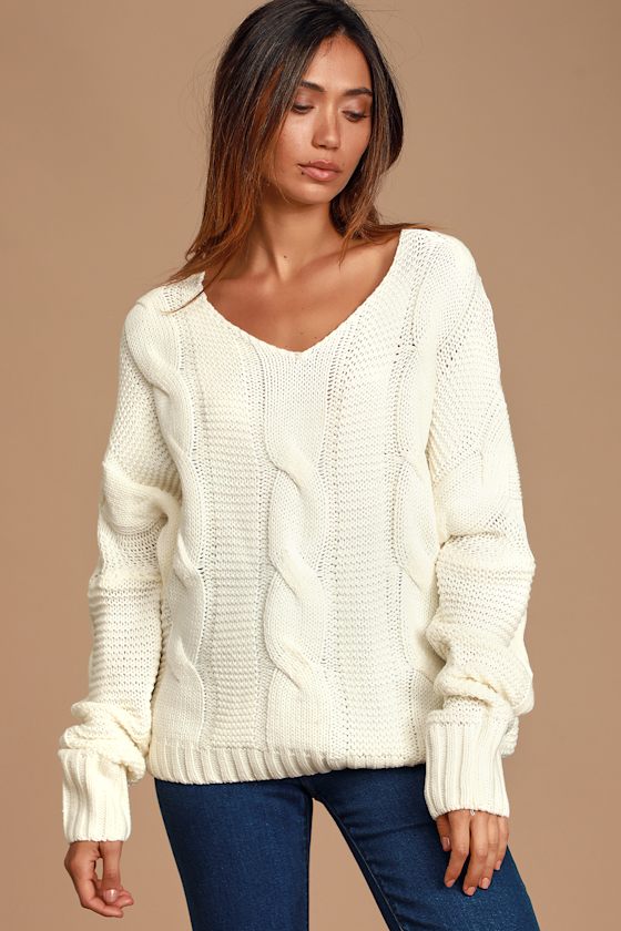 New Possibilities White Cable Knit Sweater 2