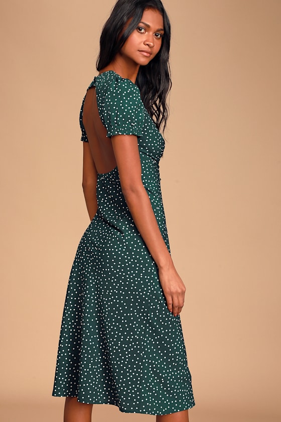 Tasteful Treat Green Polka Dot Short Sleeve Midi Dress 6