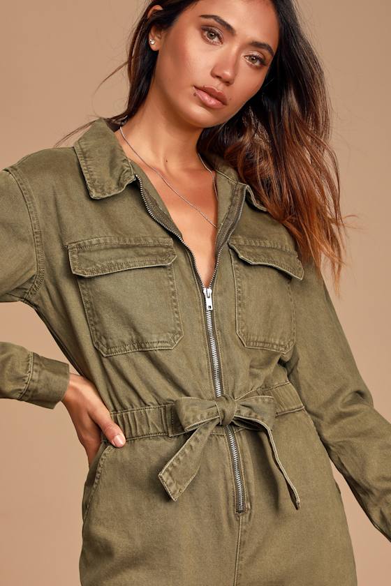 Better Than Before Olive Green Denim Boiler Jumpsuit 3