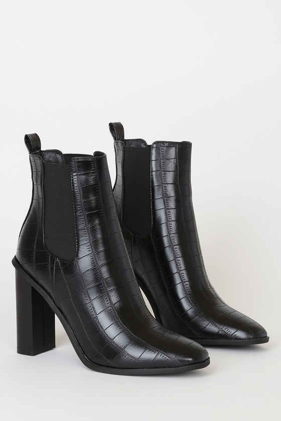 black crocodile booties