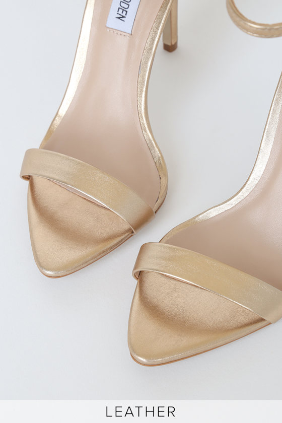 Sane Metallic Gold Leather Ankle Strap Heels 3