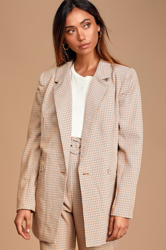 Nevada Orange Plaid Blazer 1