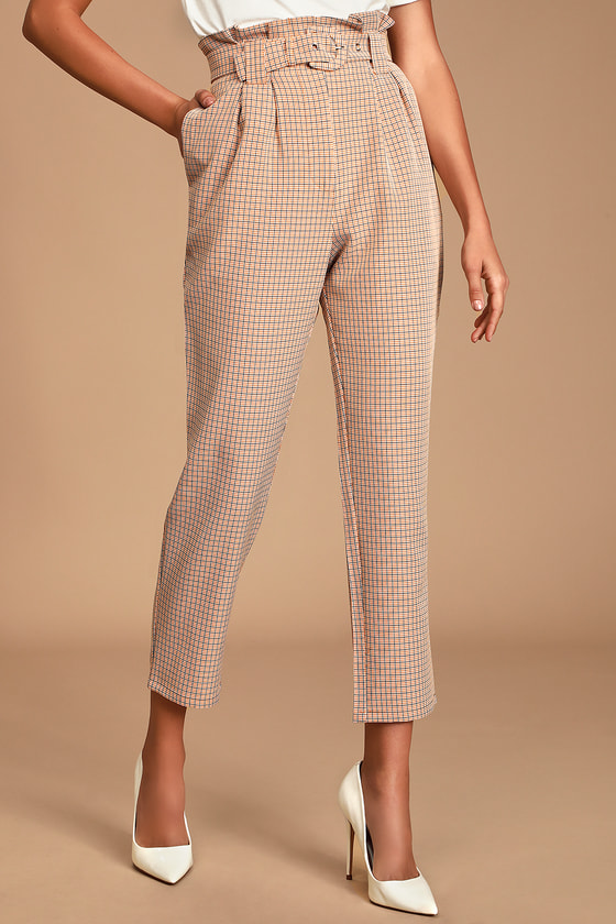 black and orange plaid pants