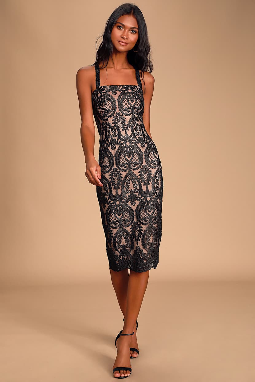 black and brown lace dress Web Lace Crochet Dress 6 main image 1