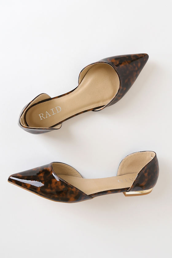 Caroline Tortoise Shell Patent D'Orsay Flats 2