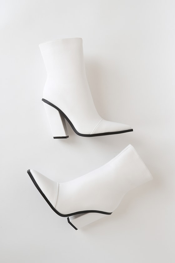 Trendy White Booties - Pointed-Toe Booties - Mid-Cald Booties - Lulus