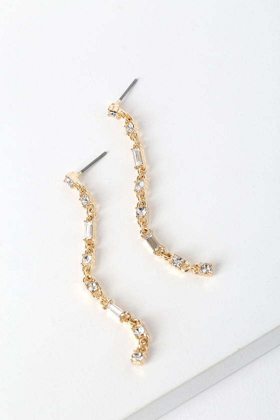 Benevolent Gold Rhinestone Drop Earrings 2