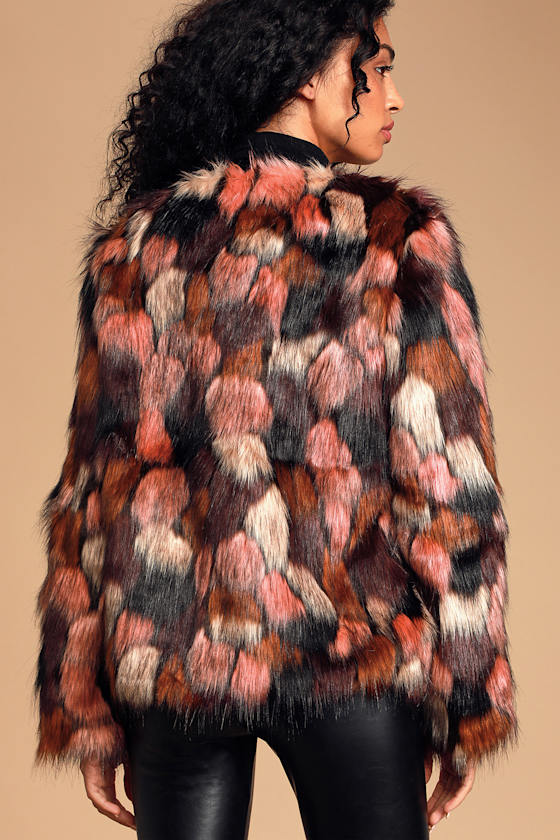 multi faux fur jacket