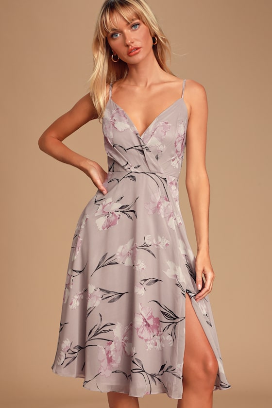 Blooms of You Dusty Lavender Floral Print Midi Dress 5