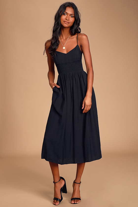 Full Heart Black Smocked Midi Dress 5