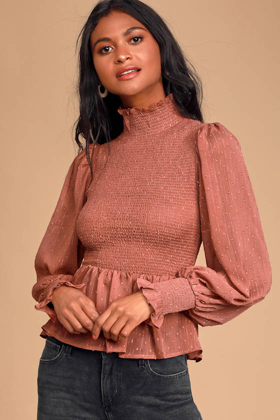 pink smocked top