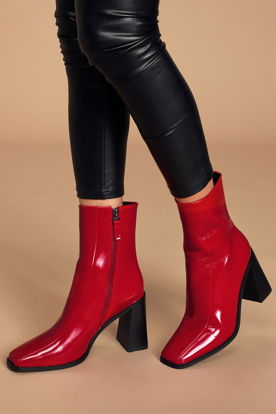 square toe mid calf boots