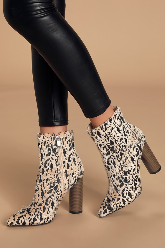 Willa Multi Cow Print Pointed-Toe Ankle Booties