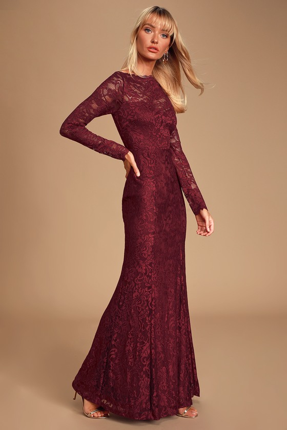 wine long sleeve maxi dress