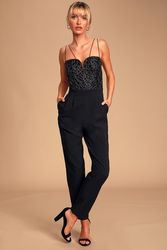 black sleeveless jumpsuit