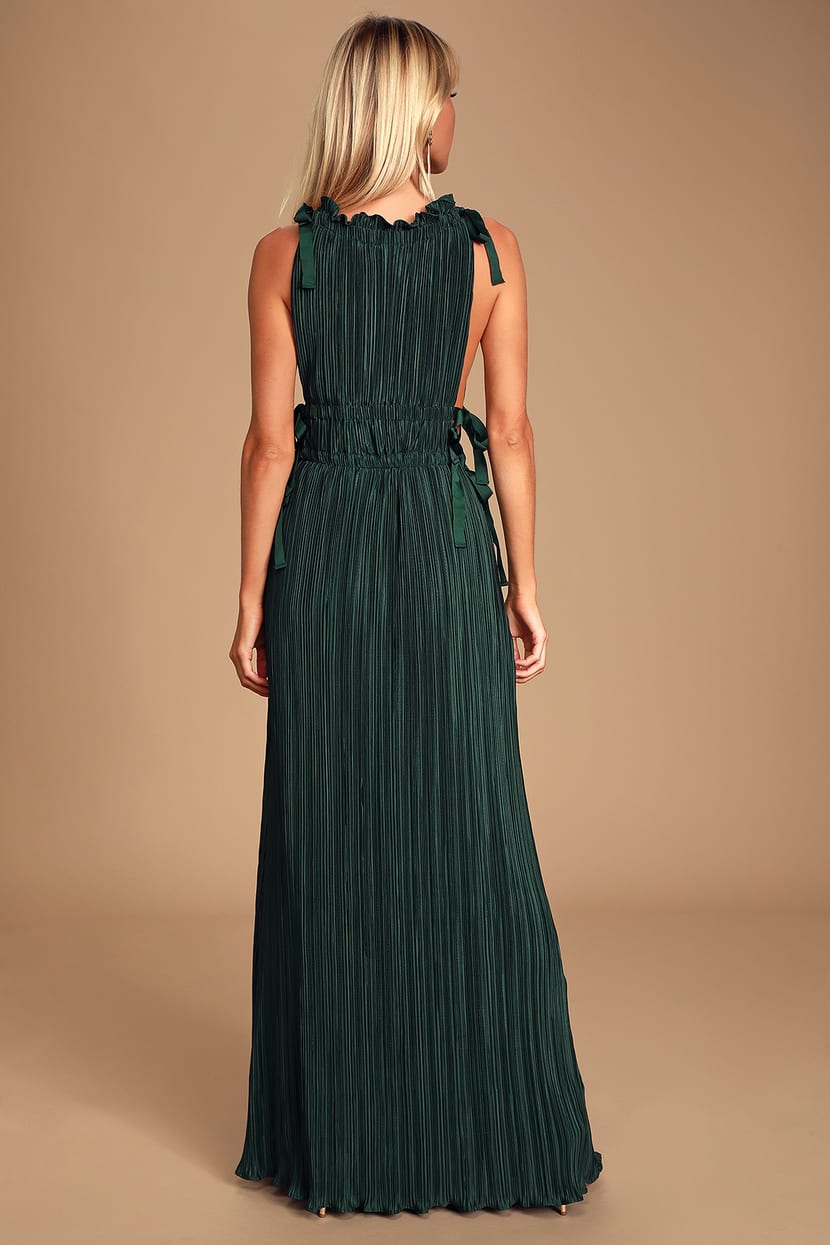 My Forever Love Forest Green Pleated Maxi Dress