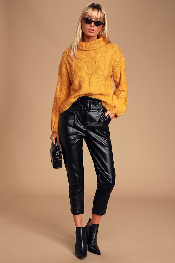 Cozy Lover Marigold Cable Knit Turtleneck Sweater 1