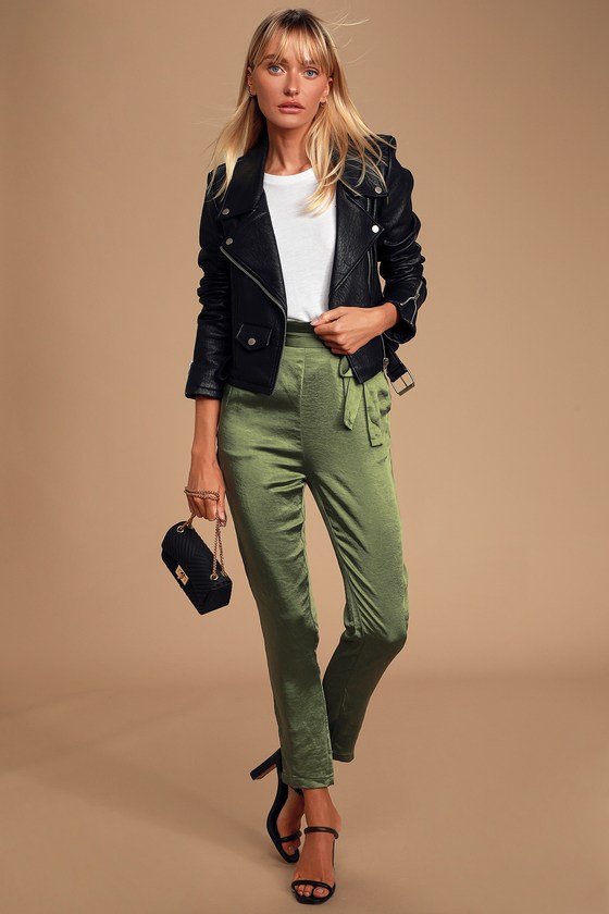 olive green paperbag pants