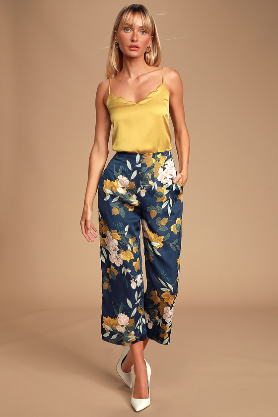 printed satin pants