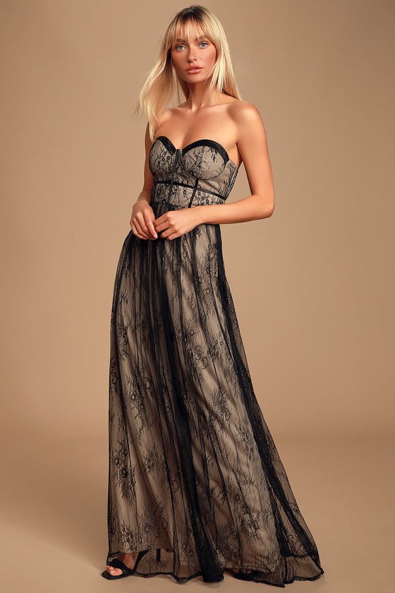 black corset maxi dress