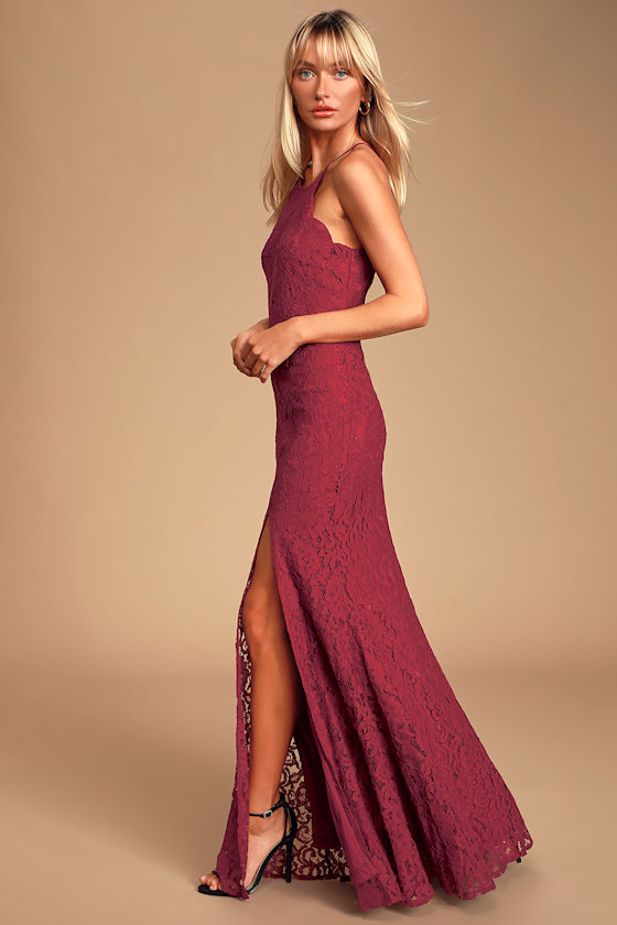 Splendor of Love Wine Red Lace Maxi Dress 3