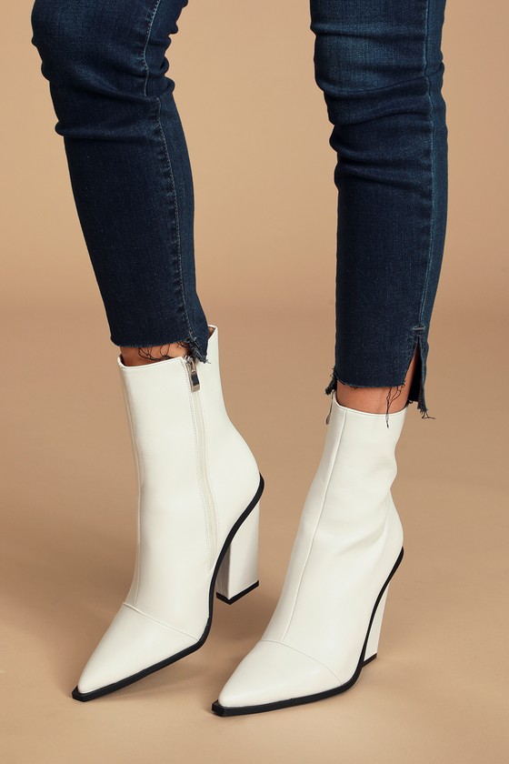 white booties rounded toe