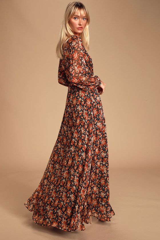 Chiffon wrap shop maxi dress