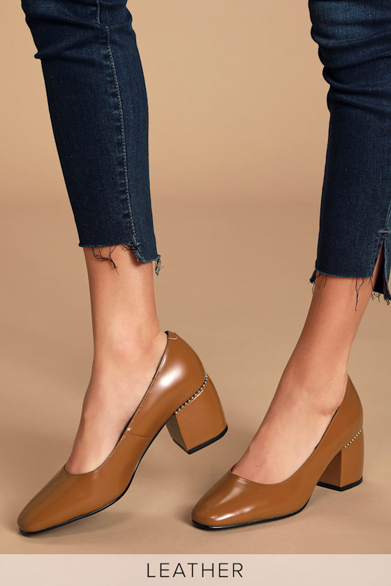 Marla Mary Jane Tan Gloss Leather Pumps 5