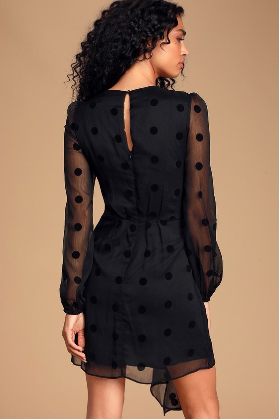 lulus polka dot long sleeve midi dress