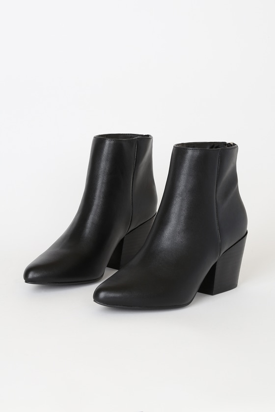 Brya Black Pointed-Toe Ankle Booties