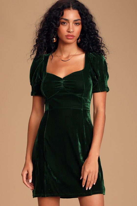 green velvet mini dress