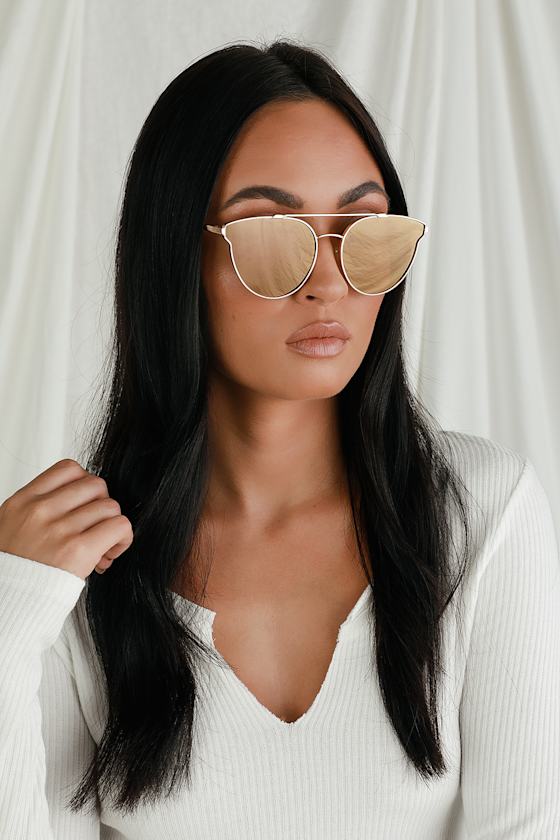 Cute Gold Sunglasses Mirrored Sunglasses Trendy Sunglasses Lulus
